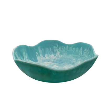 Handmade Resin Bowl - Ocean Swirl Blue | Wavy Edge | 15.5cm | Small Decorative Bowl - Image 3
