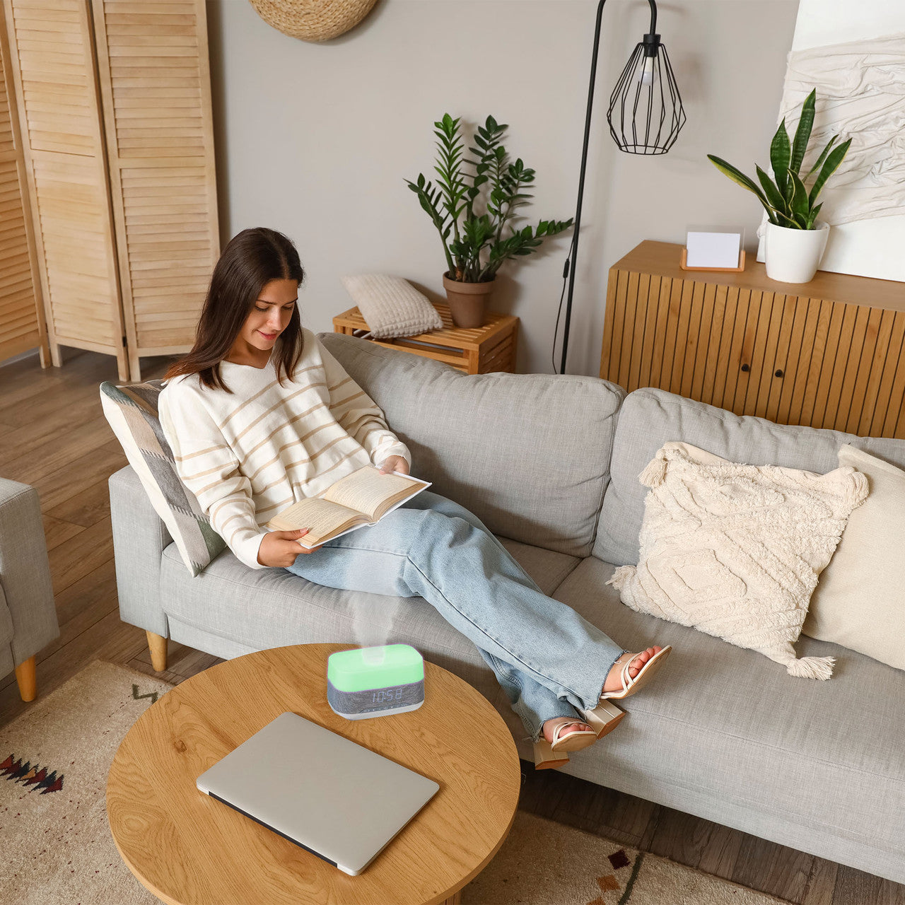 Laser Ambient Diffuser Clock Radio with Bluetooth Speaker & Light - Image 3