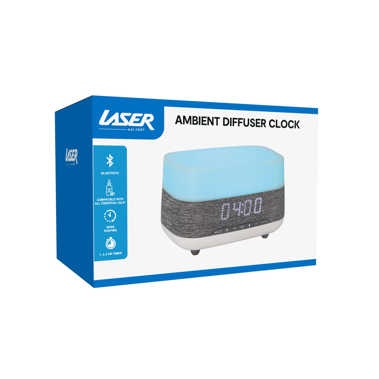 Laser Ambient Diffuser Clock Radio with Bluetooth Speaker & Light - Image 7