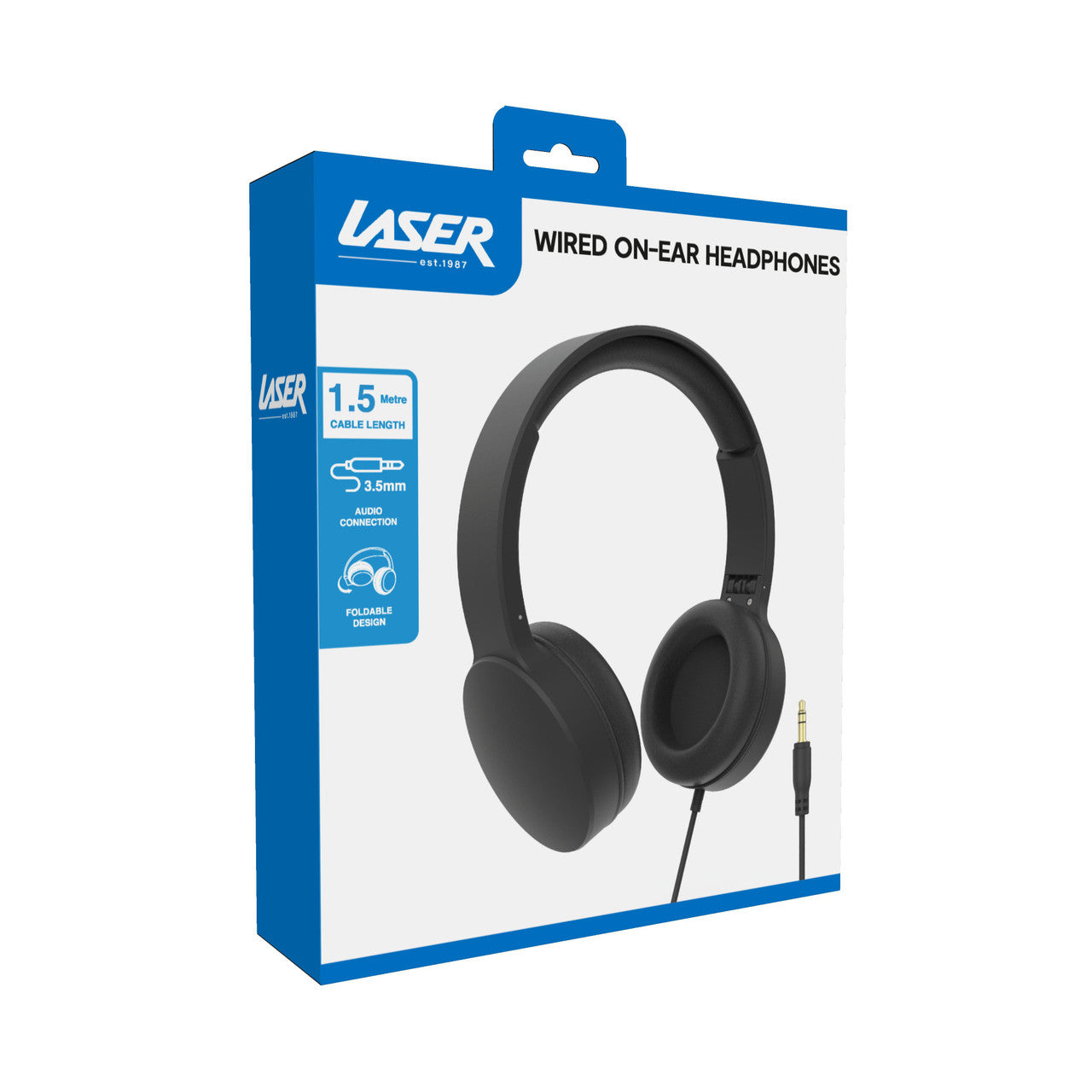 Laser Wired Headphones with 40mm Drivers Black - Image 5