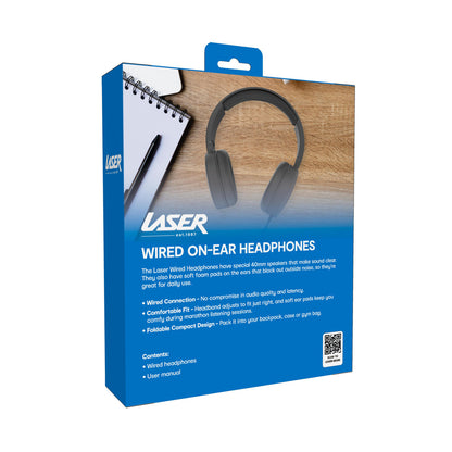Laser Wired Headphones with 40mm Drivers Black - Image 6