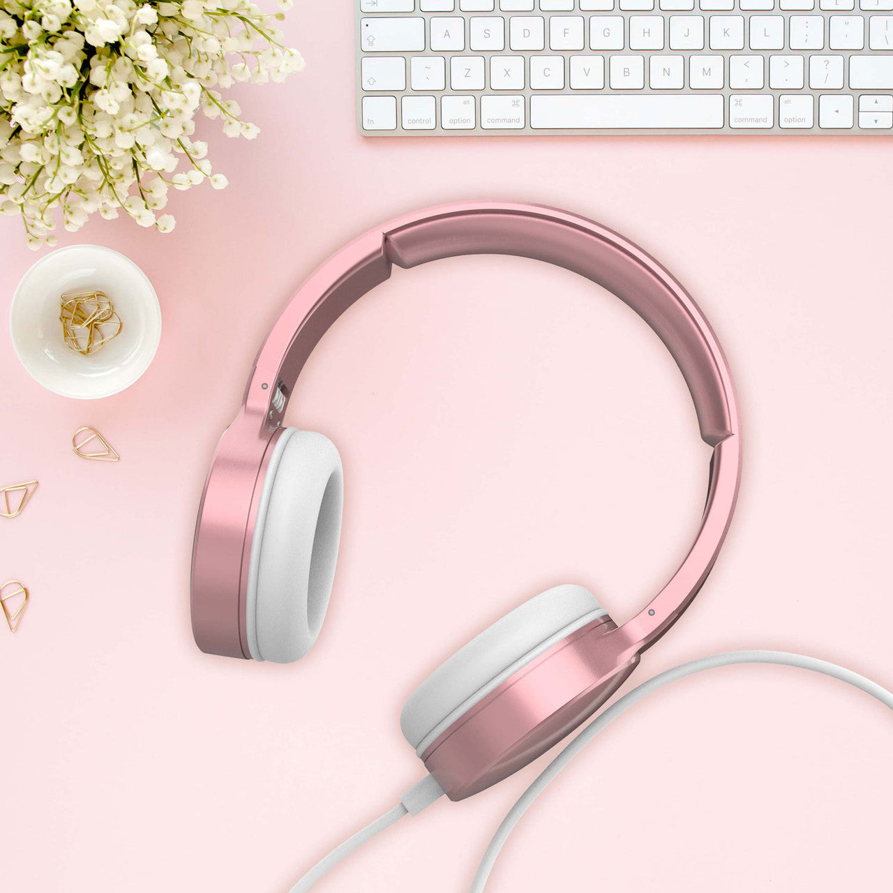 Laser Wired Headphones with 40mm Drivers Rose Gold - Image 2