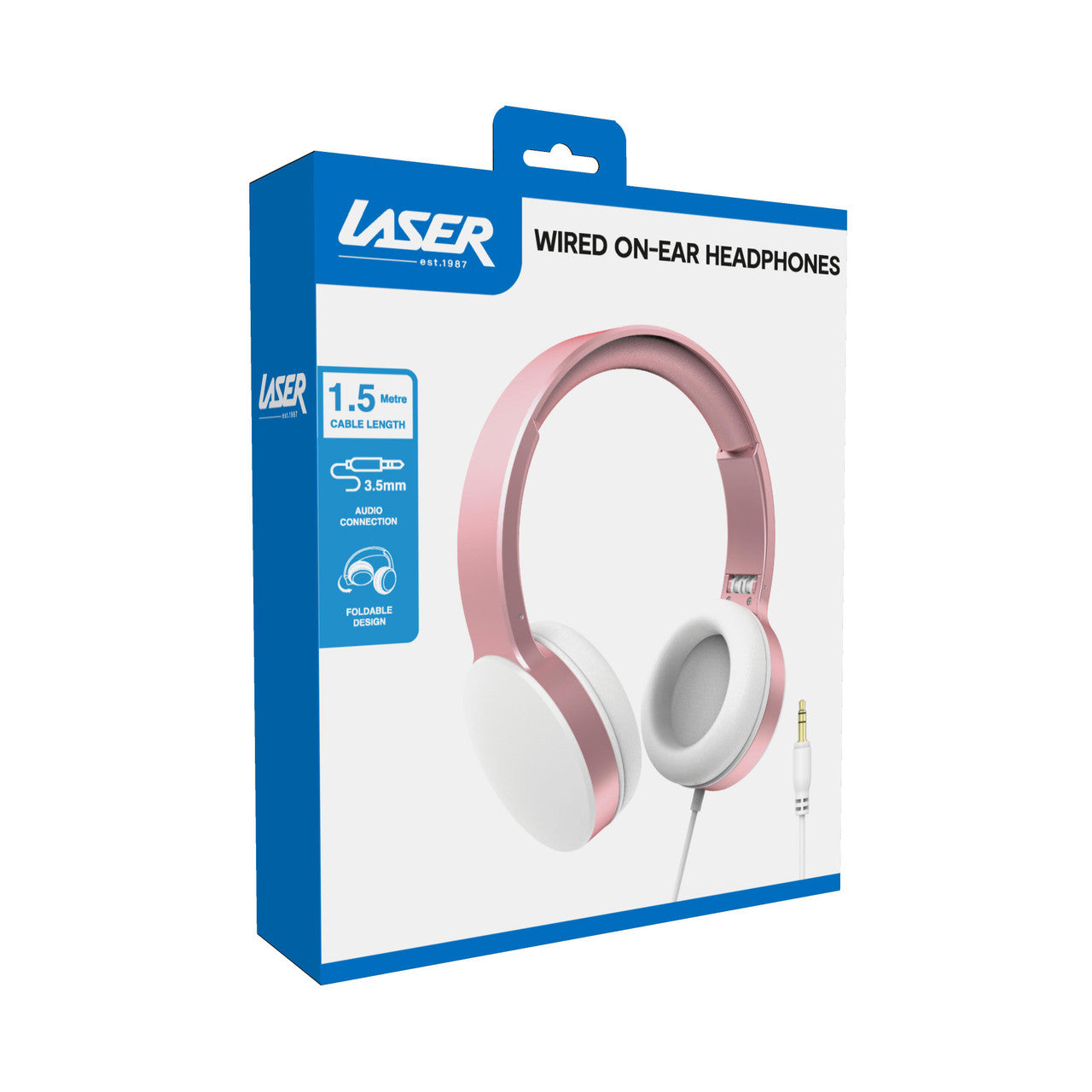 Laser Wired Headphones with 40mm Drivers Rose Gold - Image 5