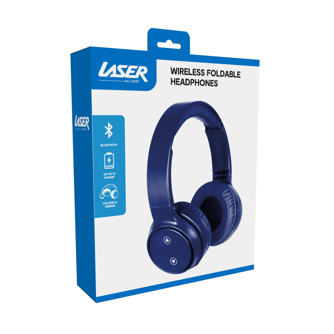 Laser Foldable Bluetooth Headphones with Mic - Navy Blue - Image 5