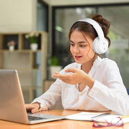 Laser Foldable Bluetooth Headphones with Mic Bright White - Image 2