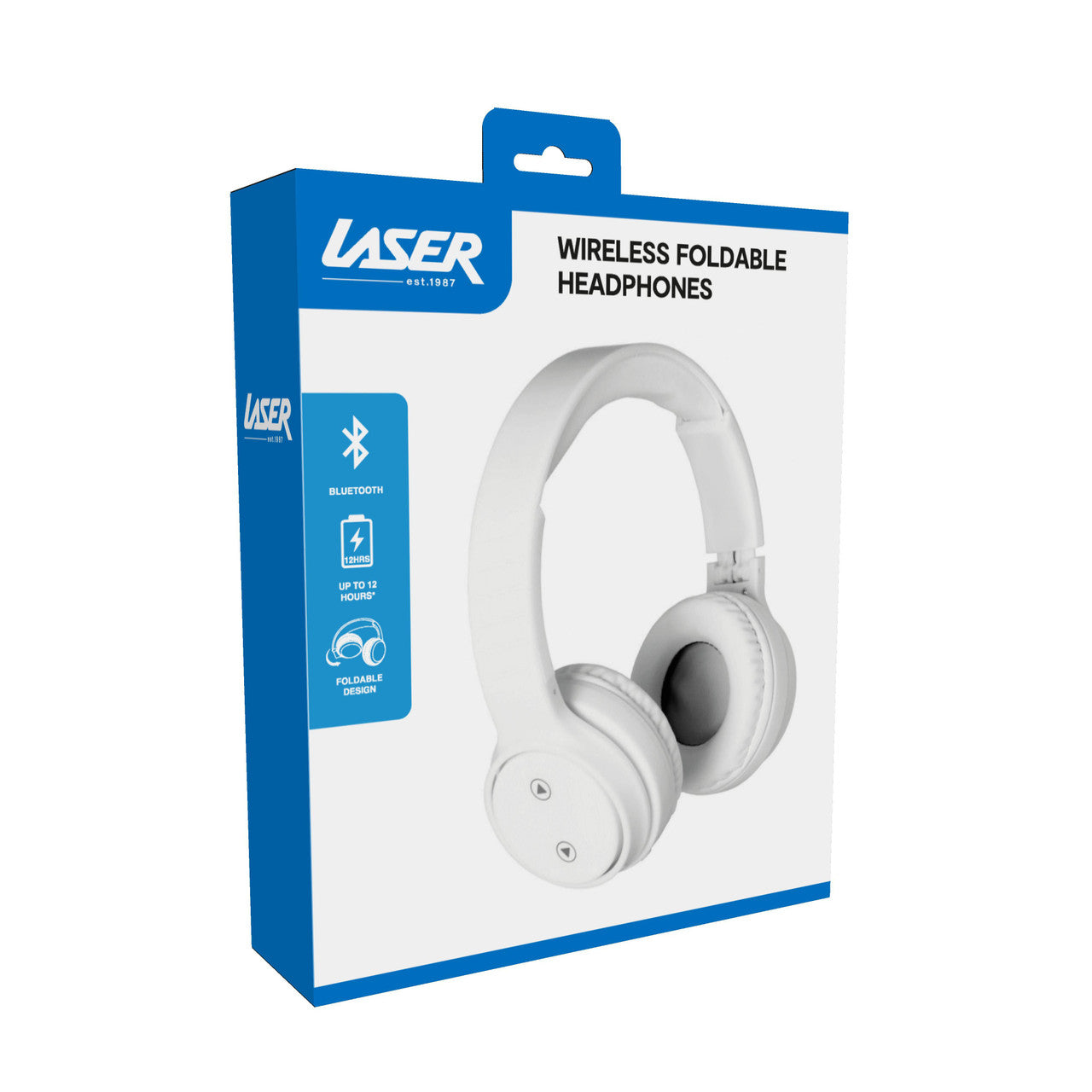 Laser Foldable Bluetooth Headphones with Mic Bright White - Image 5