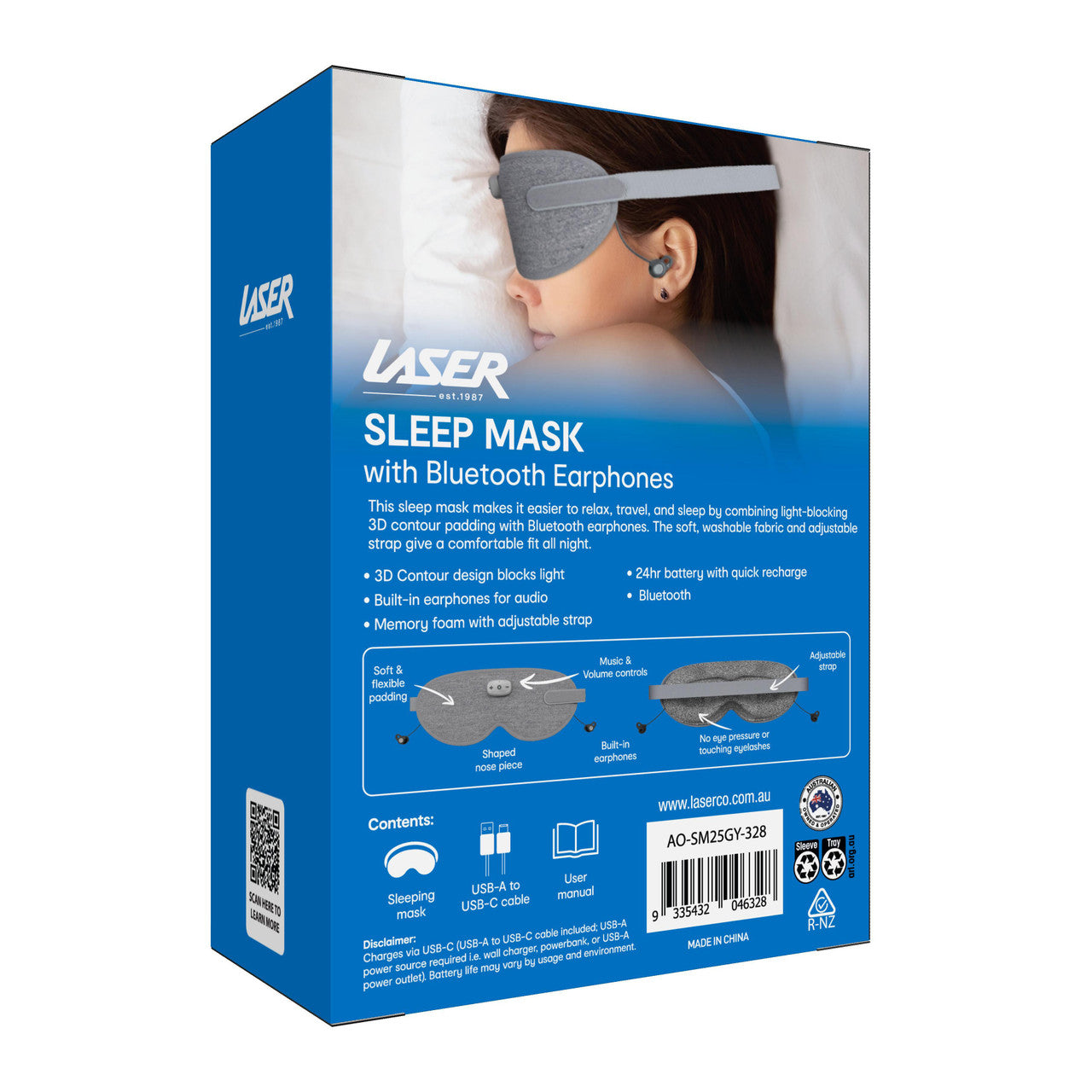 Laser Smart Sleeping Mask Earphone Grey - Image 5