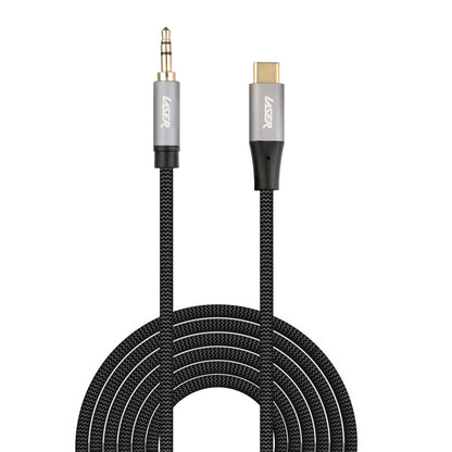 Laser USB-C to 3.5mm AUX Audio Cable 2m - Black - Image 2