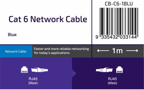 Connect 1m Cat6 Network Cable, Blue - Image 2