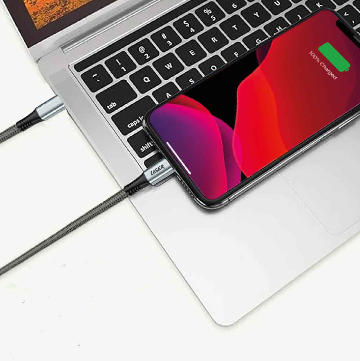 Laser 240W USB-C to USB-C Braided Cable 1M - Image 2