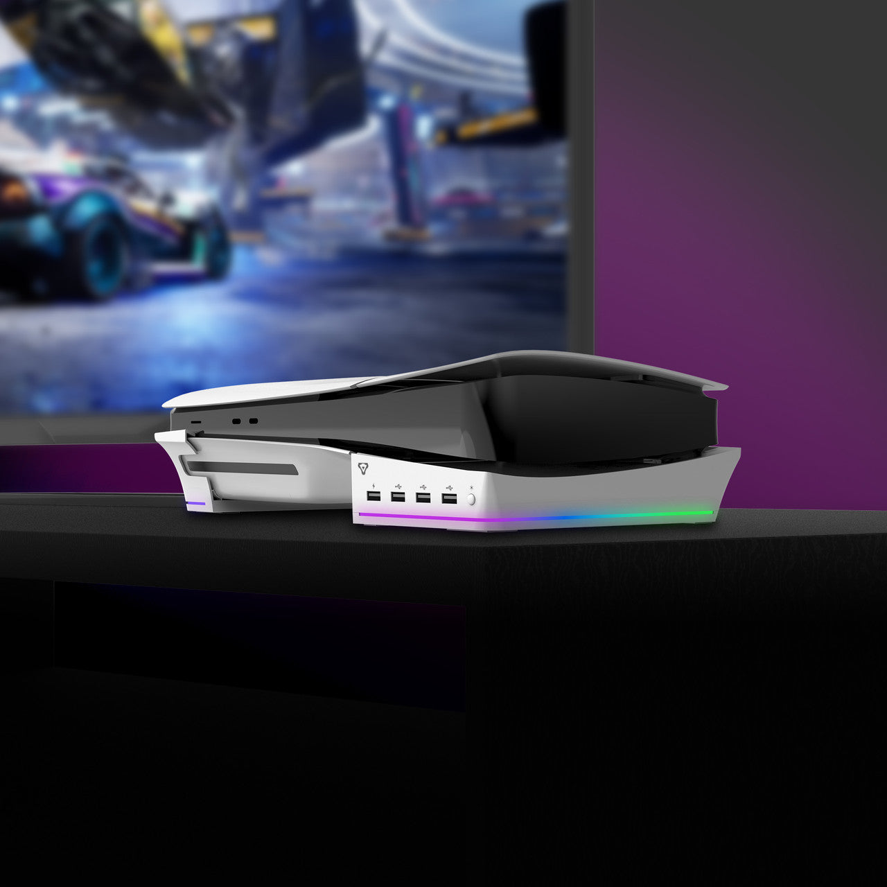 Laser Gaming PS5 Slim RGB Horizontal Stand with 4 USB Ports - Image 2