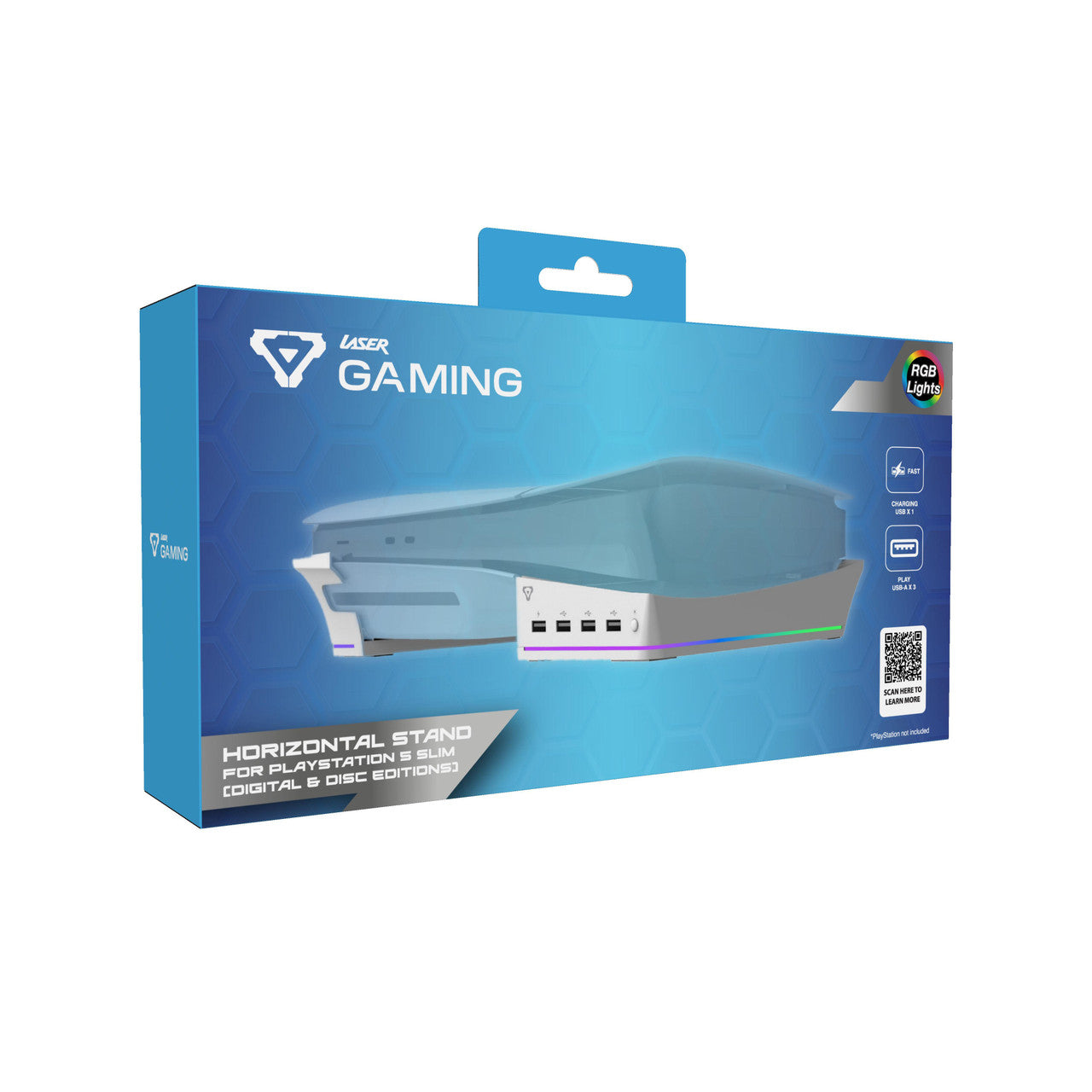 Laser Gaming PS5 Slim RGB Horizontal Stand with 4 USB Ports - Image 9