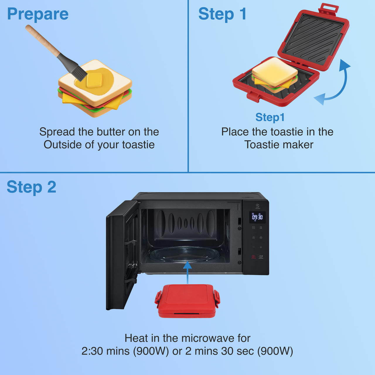 Laser Microwave Toastie Maker with Heatwave Tech Red - Image 8