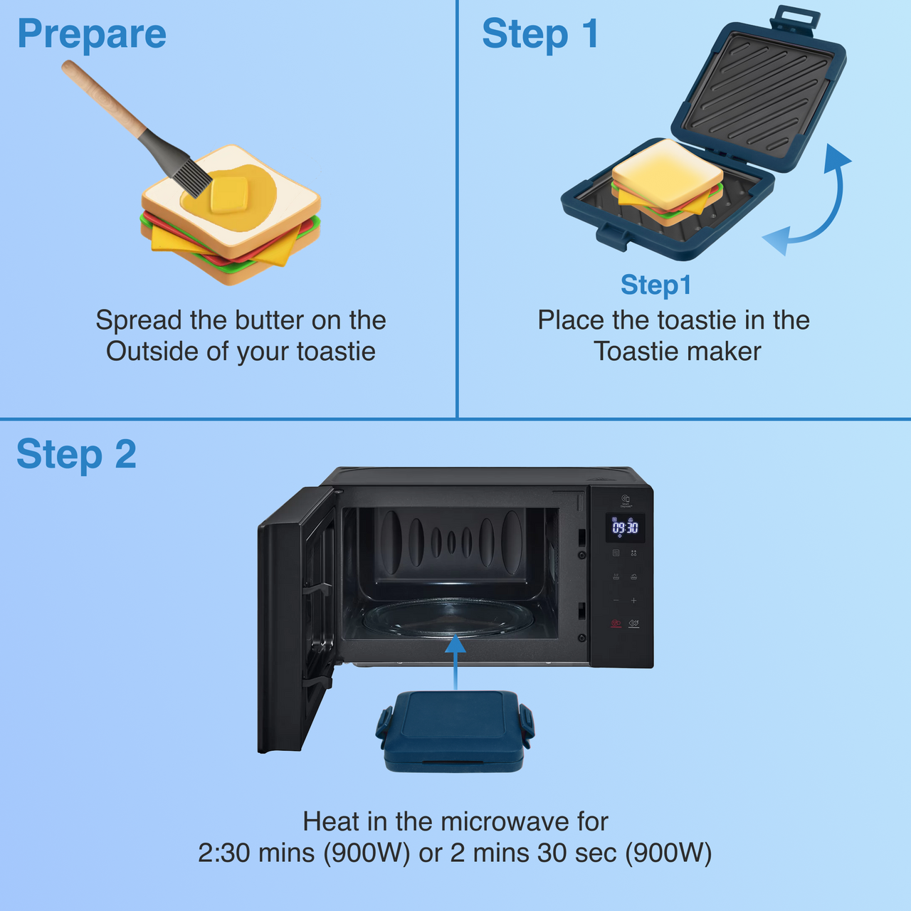 Laser Heatwave Tech Microwave Toastie Maker Blue - Image 8