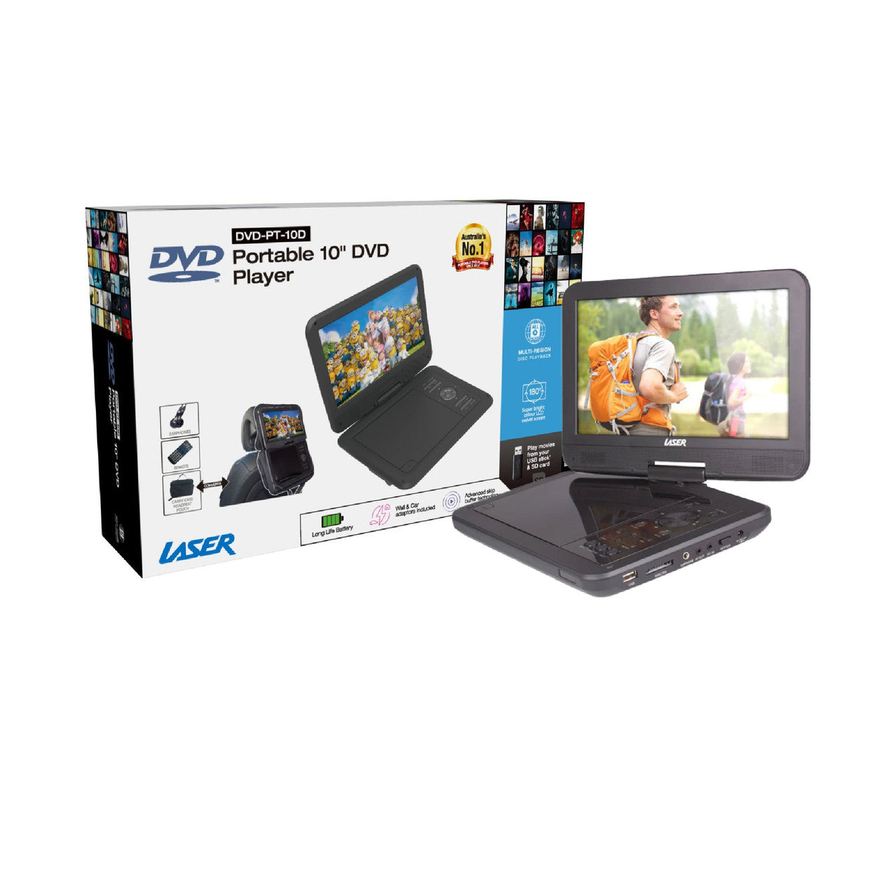 Laser 10” Portable DVD Player with Anti-Skip Technology - Image 9