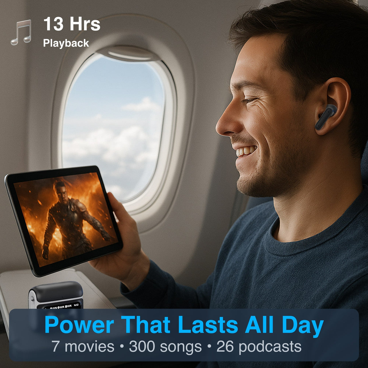 Laser TWS Earbuds ANC with Touch Display Black - Image 3