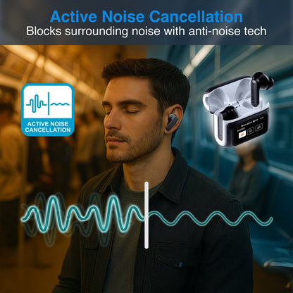 Laser TWS Earbuds ANC with Touch Display Black - Image 4