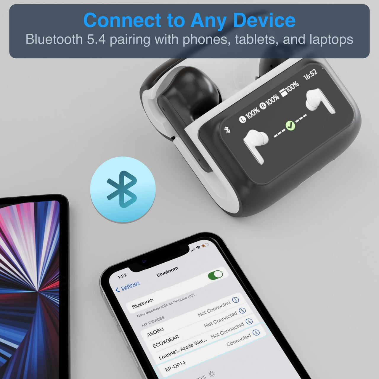 Laser TWS Earbuds ANC with Touch Display Black - Image 6