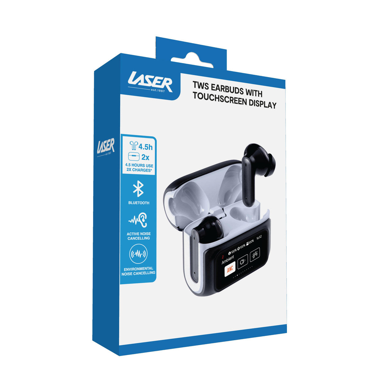 Laser TWS Earbuds ANC with Touch Display Black - Image 8