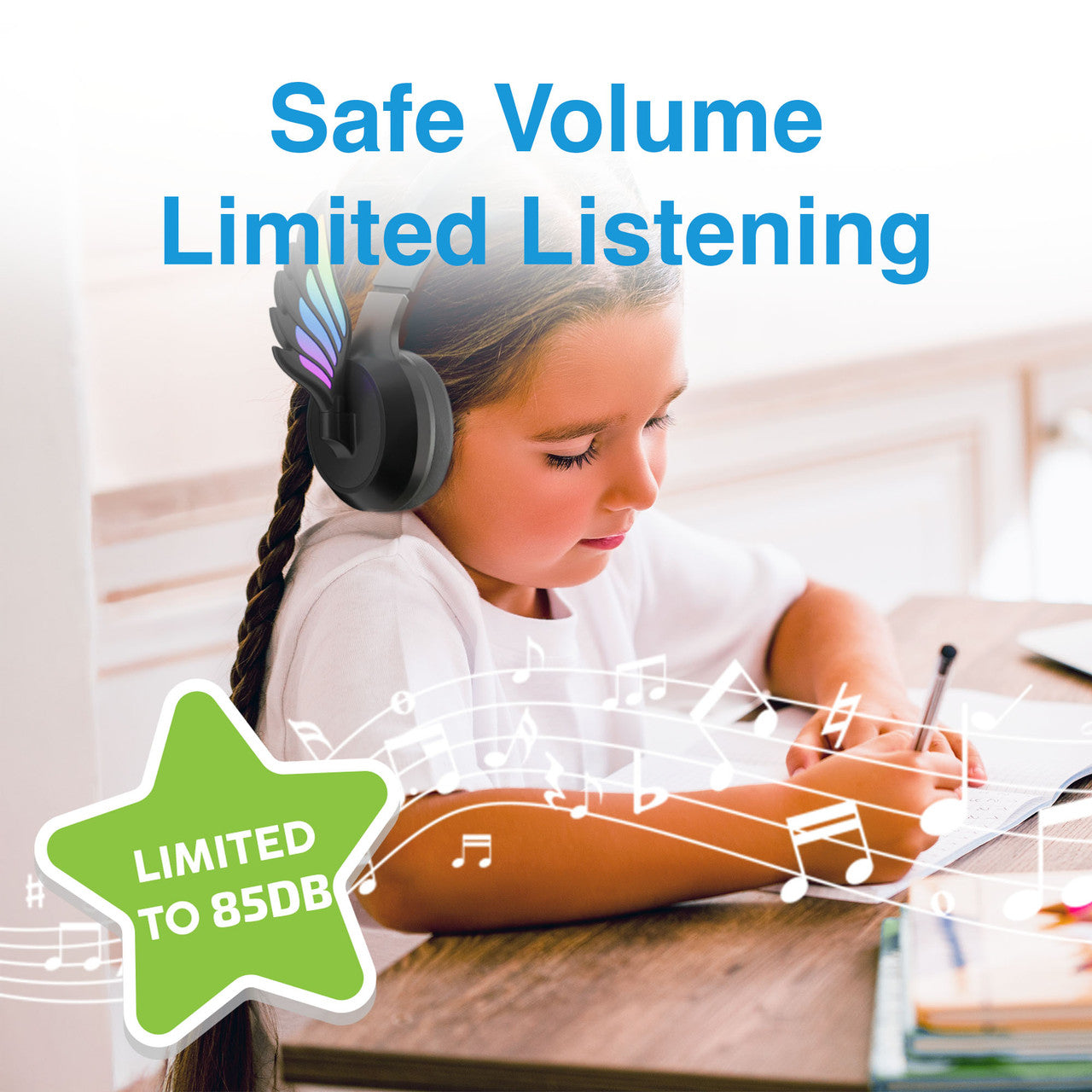 Laser Kids Angel Wings Headphones with Mic Black - Image 5