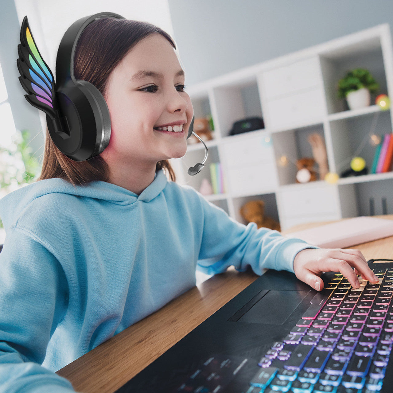 Laser Kids Angel Wings Headphones with Mic Black - Image 7
