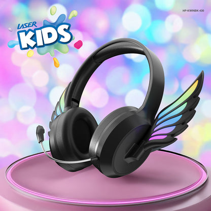 Laser Kids Angel Wings Headphones with Mic Black - Image 9