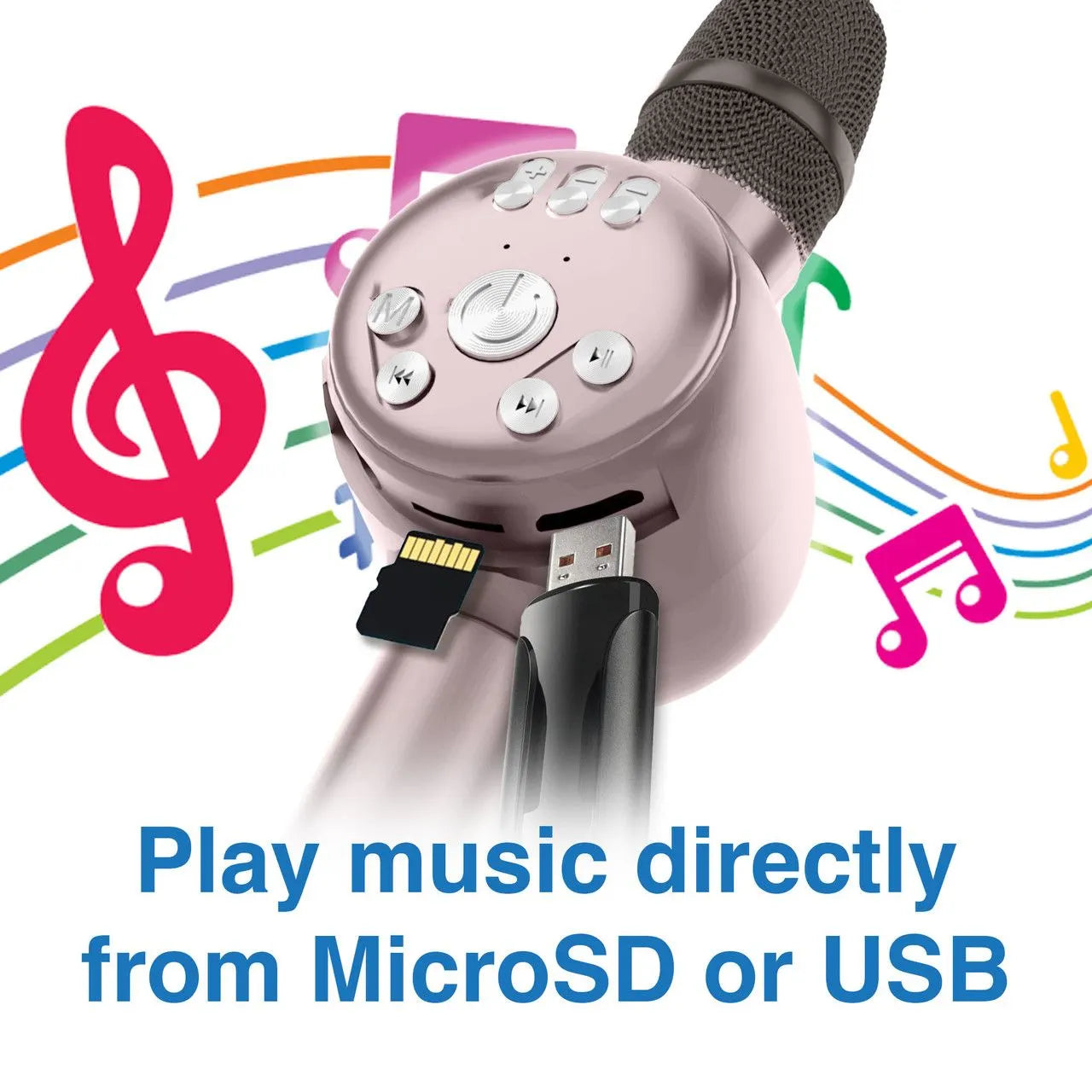 Laser LED Wireless Karaoke Microphone Rose Gold - Image 7