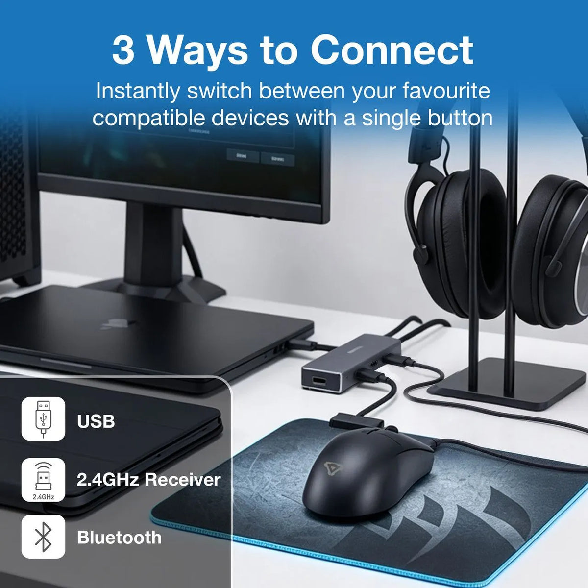 Wireless Gaming Mouse 7200 DPI - Black - Image 2