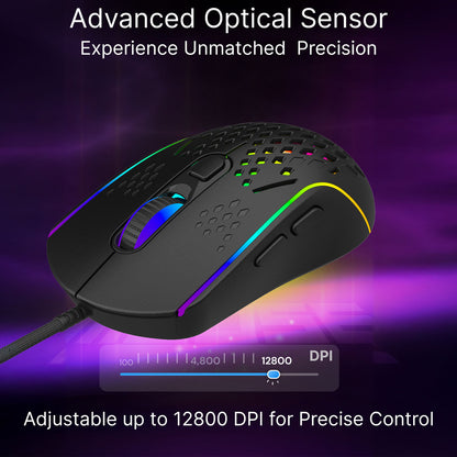 Laser RGB Lightweight Gaming Mouse - Black - Image 2