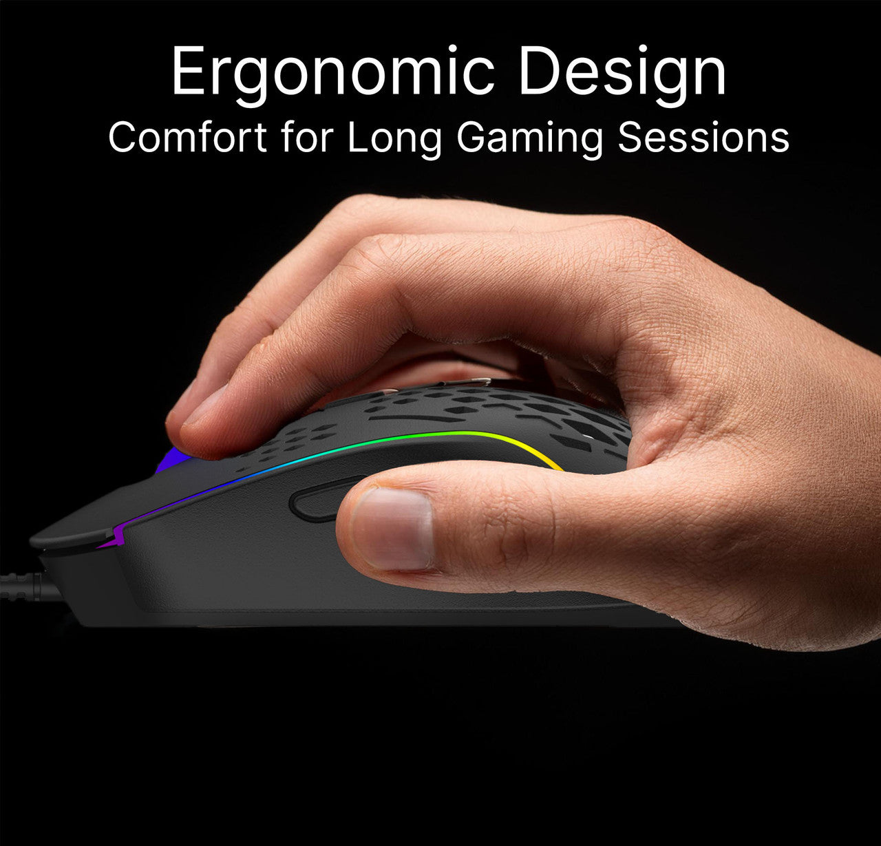 Laser RGB Lightweight Gaming Mouse - Black - Image 3