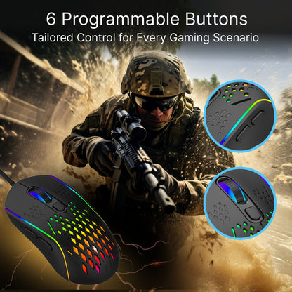 Laser RGB Lightweight Gaming Mouse - Black - Image 4