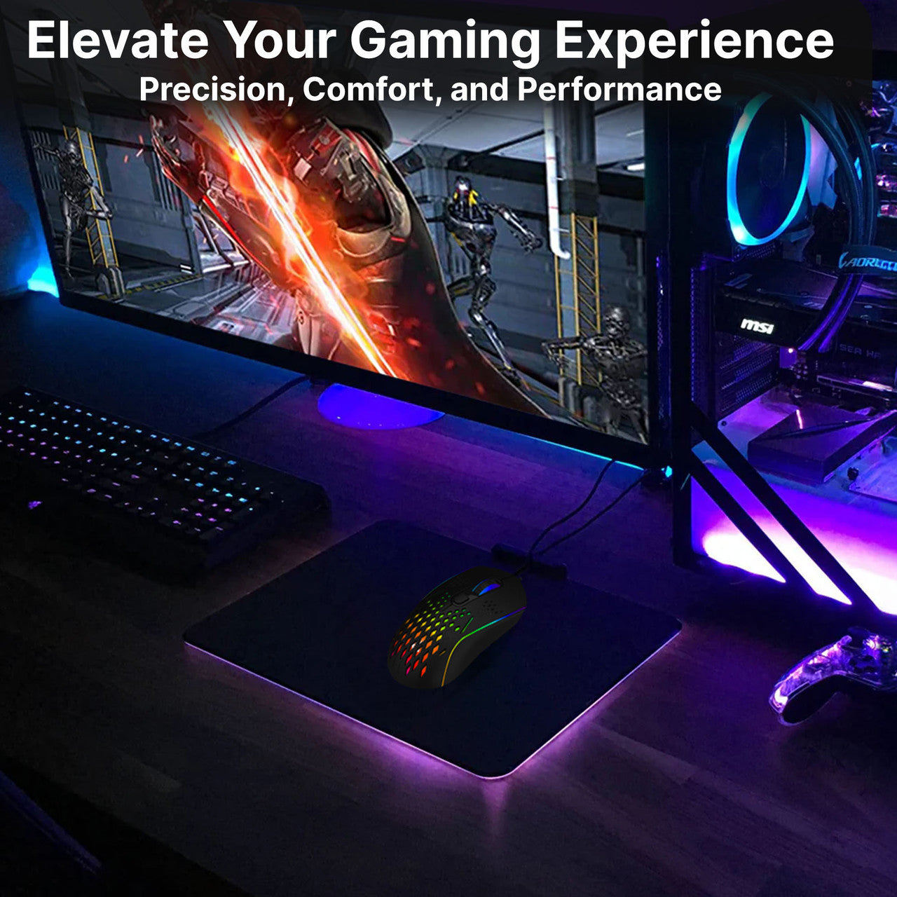 Laser RGB Lightweight Gaming Mouse - Black - Image 5