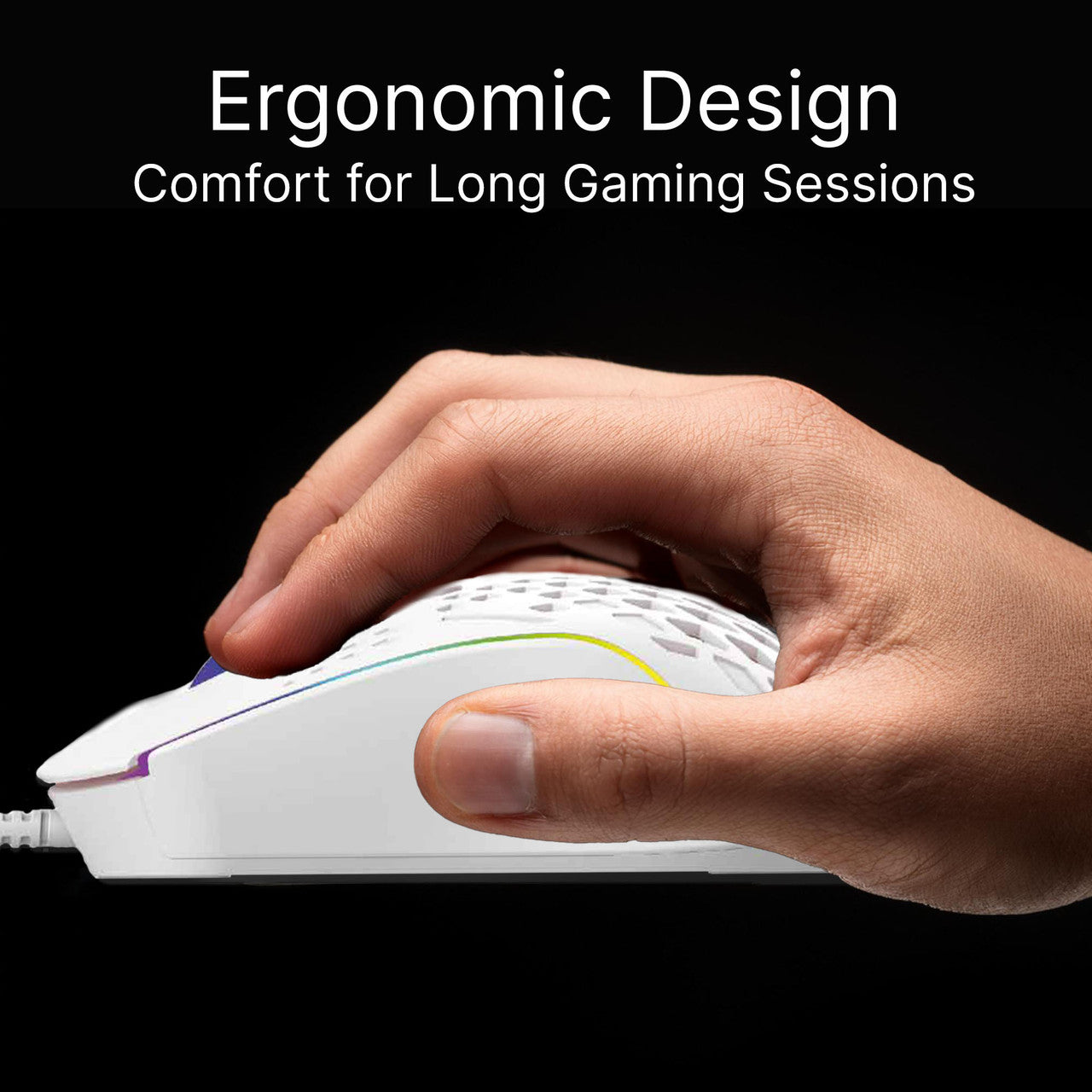 Laser RGB Lightweight Gaming Mouse White - Image 2