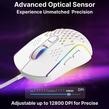 Laser RGB Lightweight Gaming Mouse White - Image 4