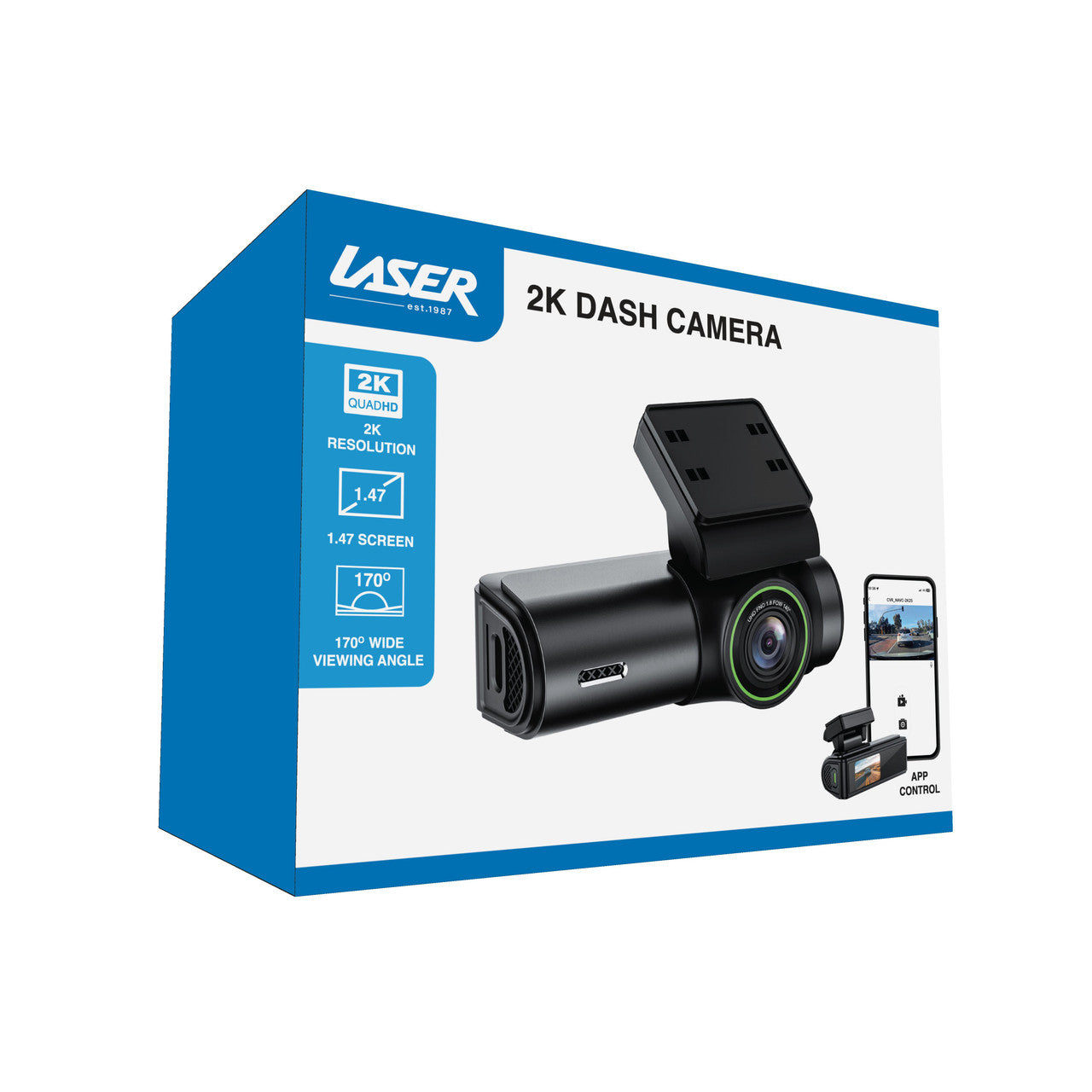 Laser 2K Dash Camera WiFi App Control Black - Image 4