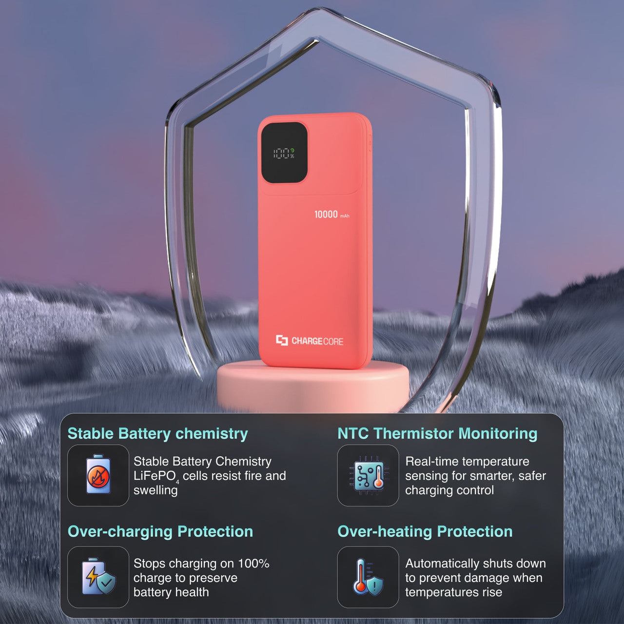 ChargeCore SafeCharge Max 10K - Sunset Coral - Image 5