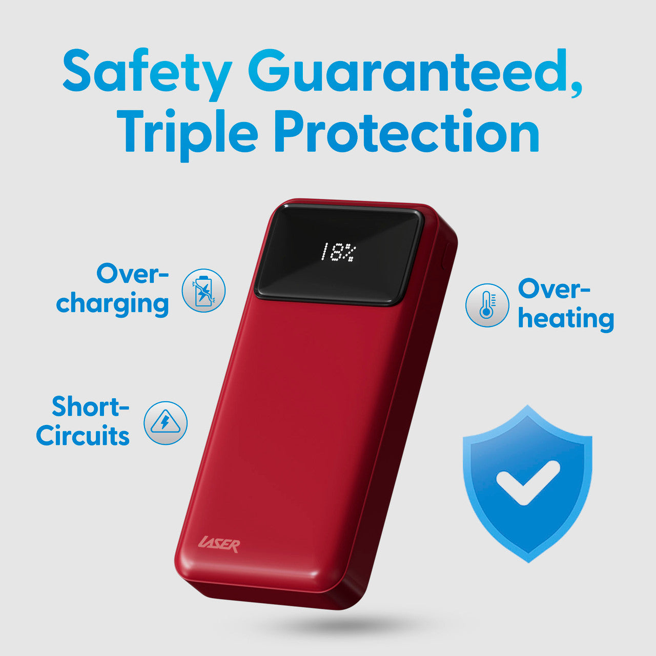 Laser 20000mAh Powerbank 18W PD with LED Red - Image 6