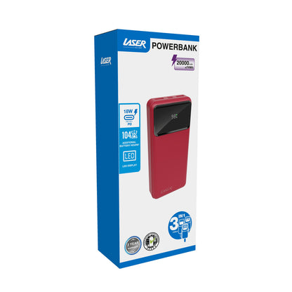 Laser 20000mAh Powerbank 18W PD with LED Red - Image 8