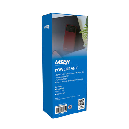 Laser 20000mAh Powerbank 18W PD with LED Red - Image 9