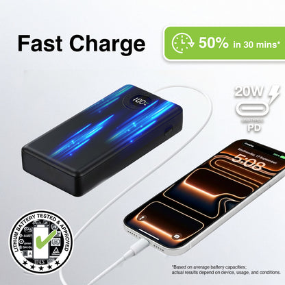 Laser 20000mAh Powerbank Battery Display Black - Image 2