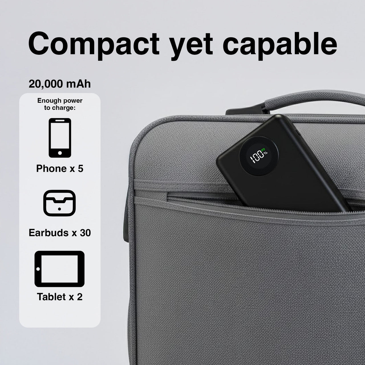 Laser 20000mAh Powerbank Battery Display Black - Image 3