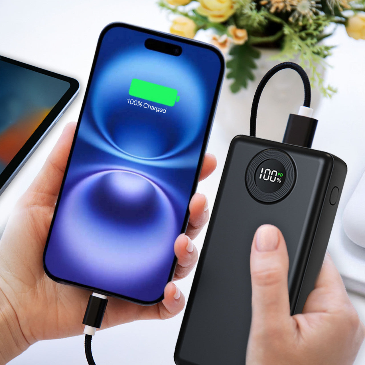 Laser 20000mAh Powerbank Battery Display Black - Image 6