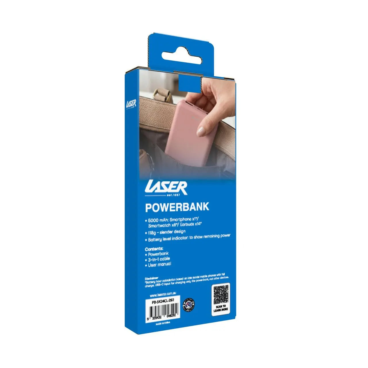Laser 5000mAh Compact Portable Power Bank - Clay - Image 8