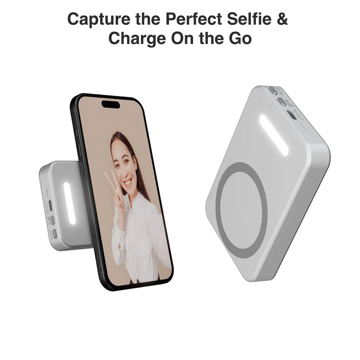 Laser ChargeCore 5000mAh Selfie Powerbank - White - Image 5