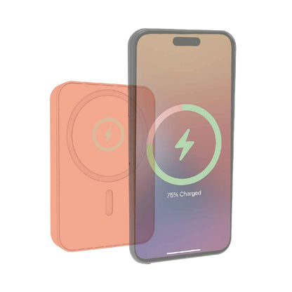 Laser 5000mAh Magnetic Wireless Power Bank Peach - Image 3