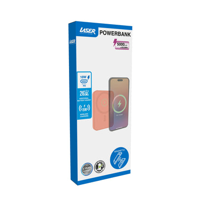 Laser 5000mAh Magnetic Wireless Power Bank Peach - Image 5