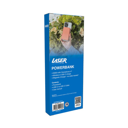Laser 5000mAh Magnetic Wireless Power Bank Peach - Image 6