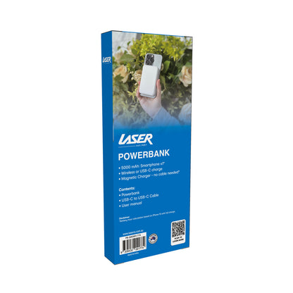 Laser 5000mAh Magnetic Wireless Power Bank White - Image 6