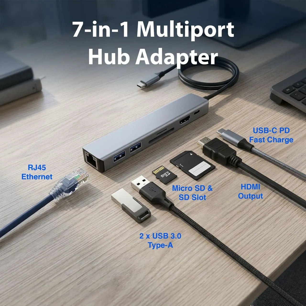Laser USB-C 7 Port Hub with HDMI and Ethernet - Image 2