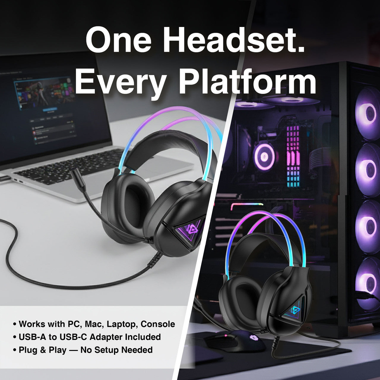 Laser RGB Infinity Wired Gaming Headphones - Image 2